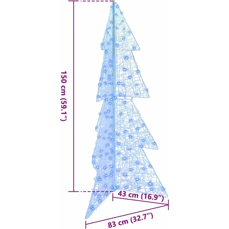 vidaXL Weihnachtsbaum Blau 150 cm Acryl 160 LEDs 42019208 – Bild 10
