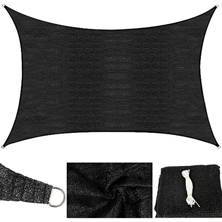 Sonnensegel Anthrazit/Schwarz Rechteck 2x4m Schatten UVSchutz Wetterfest Outdoor
