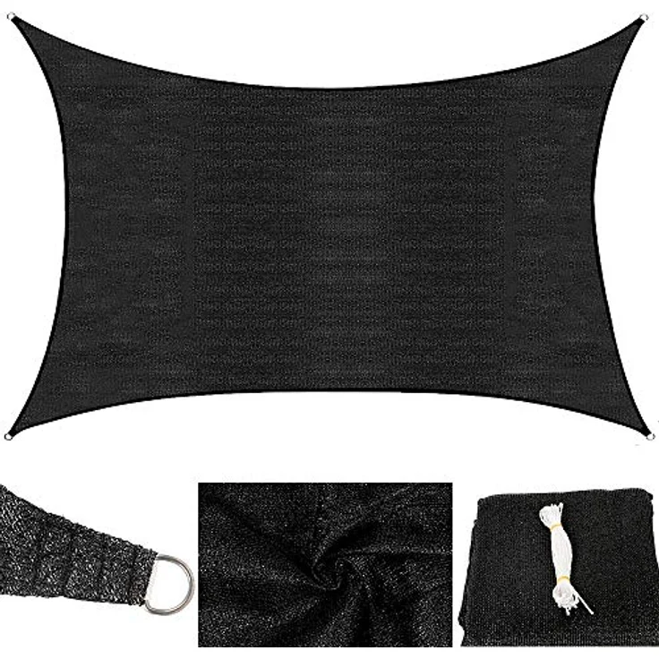 Sonnensegel Anthrazit/Schwarz Rechteck 2x4m Schatten UVSchutz Wetterfest Outdoor – Bild 1