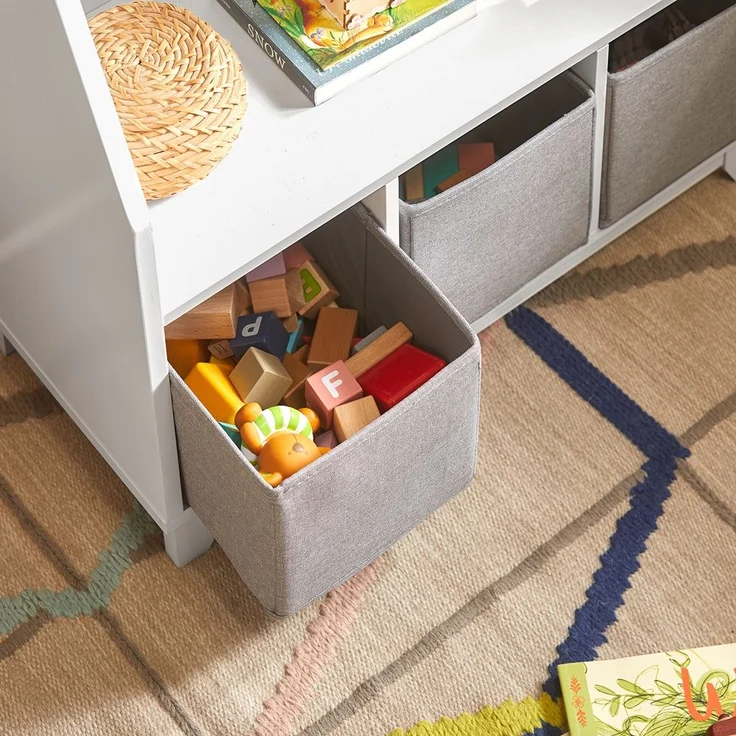 SoBuy KMB34-W Kinderregal, MDF, Lackiert, Weiß, 119 x 116 x 39 cm – Bild 6