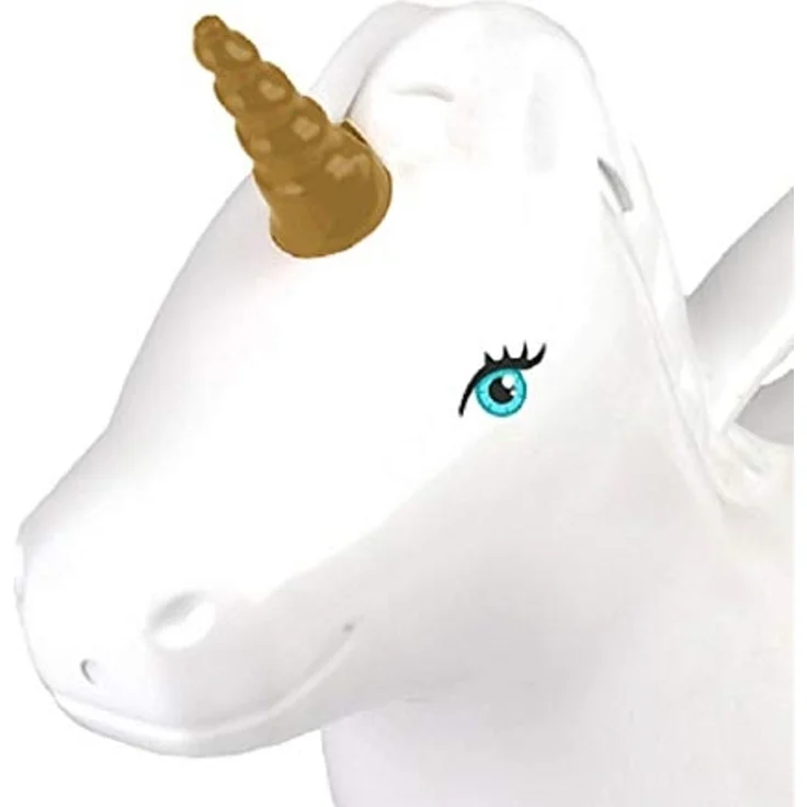 Süße Einhorn Gießkanne 1,7L in Rosa Weiß Gold. Kunststoff Kanne mit Flügeln – Bild 2