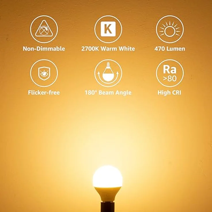 Lepro E14 LED Lampe, 6er-Pack, 4.9W 470 Lumen Glühbirne,entspricht 40W Glühlampe, 2700 Kelvin Warmweiß, P45 180° Abstrahlwinkel Energiesparlampe – Bild 3