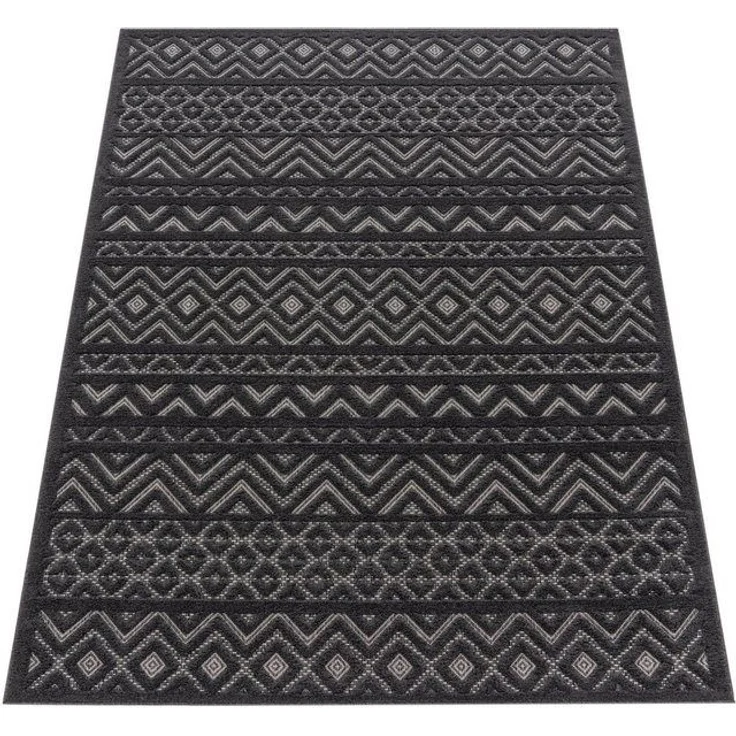 Paco Home Teppich Livorno 673, rechteckig, Höhe: 14 mm, Uni-Farben, Scandi, Rauten Muster, Hoch-Tief Effekt, Outdoor geeignet – Bild 4
