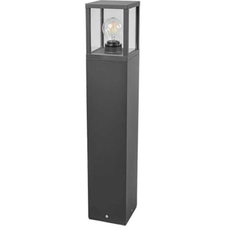 Lampenwelt Lucande Wegeleuchte/Pollerleuchte, spritzwassergeschützt IP54, 65 cm, 1x E27 max. 15W, ohne Leuchtmittel, Aluminium/Glas für Garten und Hof – Bild 1