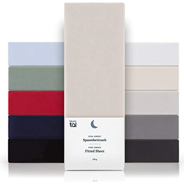 Blumtal Basics - Set di 2 Spannbettlaken, 120 x 200 cm, 100% Baumwolle, für Matratzen bis 20 cm Höhe, Farbe: Avorio – Bild 1