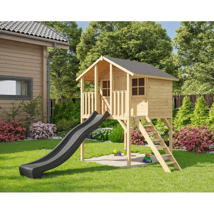 Stelzenhaus Tom / Toby mit Rutsche grau
