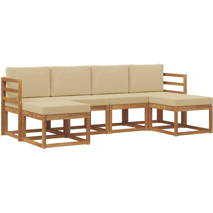 vidaXL Outdoor-Sofagarnitur 6 stk. Natur und Beige 3366766 – Bild 2