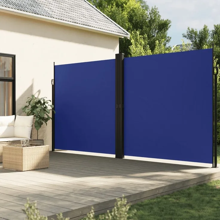 Seitenmarkise Ausziehbar, Balkon Sichtschutz Blau 220x1000 cm