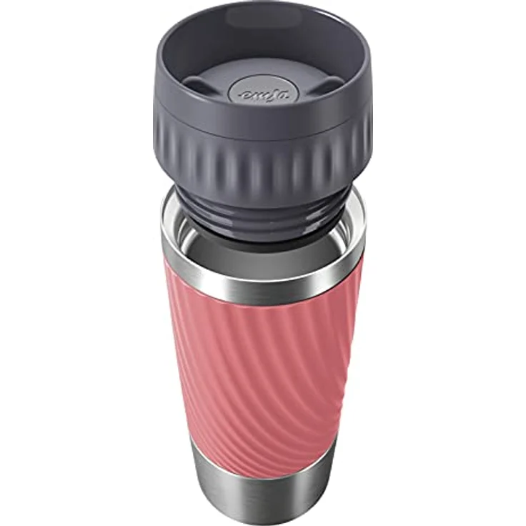 EMSA 'Travel Mug Easy Twist' Isolierbecher, Edelstahl/Silikon, koralle, 360 ml – Bild 3