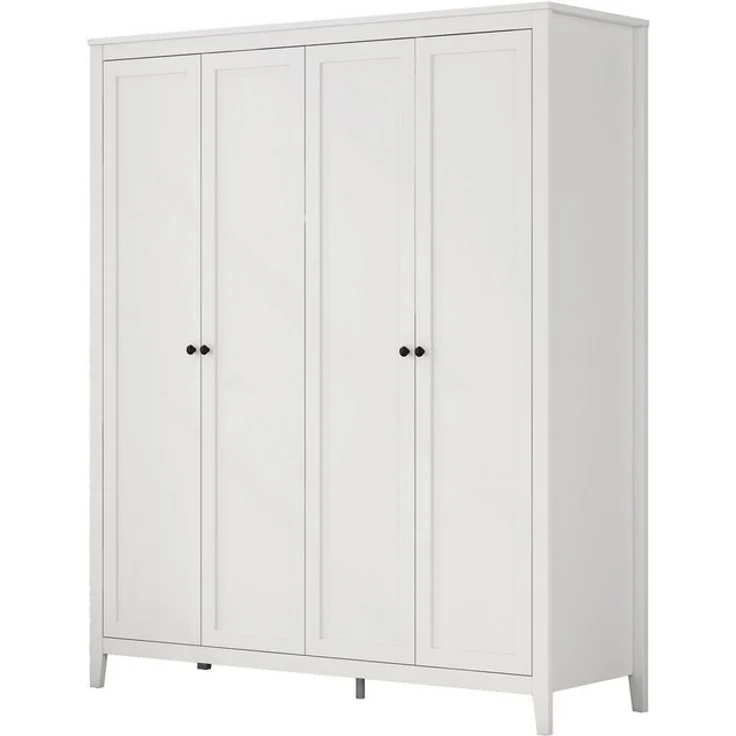 OTTO home Kleiderschrank Borkum Schlafzimmerschrank Garderobe Landhaus Bestseller weiß (schwarze Griffe aus Metall) Schlafzimmerschrank mit 6 Böden und Kleiderstange, 5 Türen – Bild 4