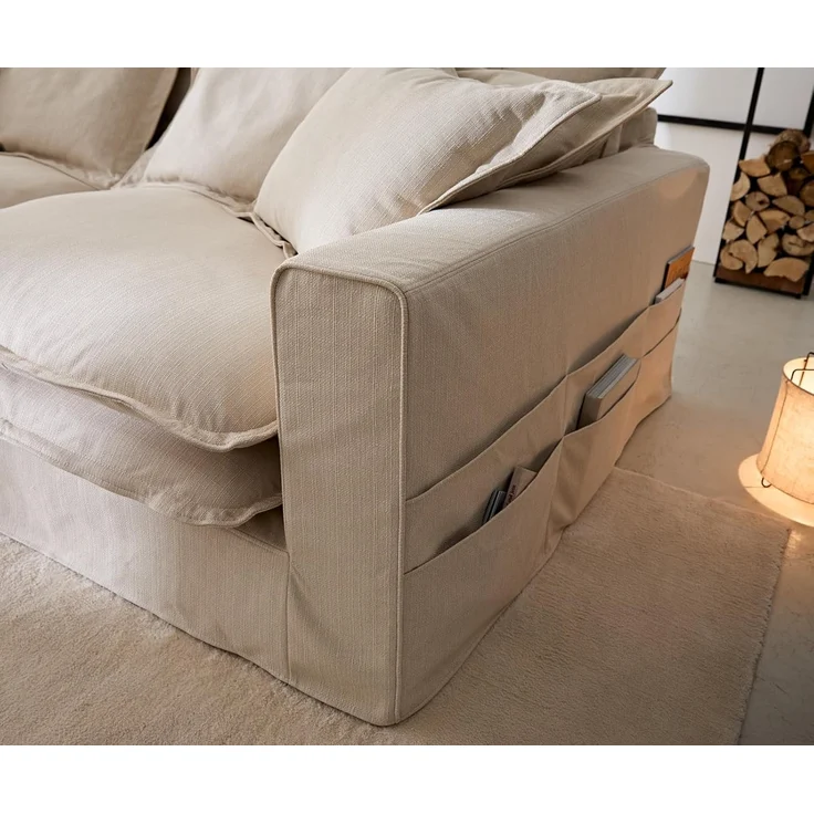 Big-Sofa Noelia Elfenbeinfarben 240x145 cm mit Kissen Hussensofa Sofa Couch – Bild 7
