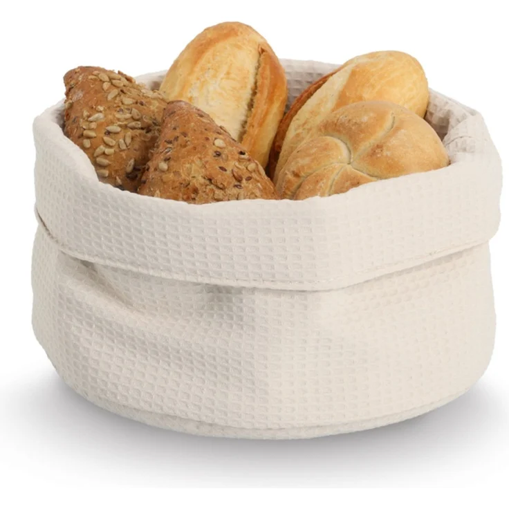 ZELLER 14533 Aufbewahrungskorb Ø 25 cm in CREME Waffelpiqué, Polyester / Korb – Bild 2
