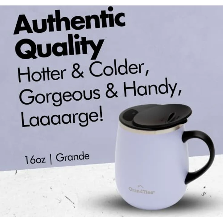 Grandties Isolierter Kaffeebecher mit Griff, Schiebedeckel für spritzwassergeschützte 473 ml, Form Thermosbecher mit doppelwandigem Vakuum-Edelstahl, hält Getränke heiß & kalt–Sanctuary – Bild 3