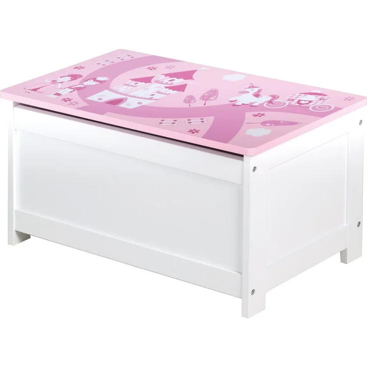 roba Spielzeugtruhe 'Krone' - Sitz- & Aufbewahrungstruhe für Kinderzimmer - Truhenbank - Rosa / Pink