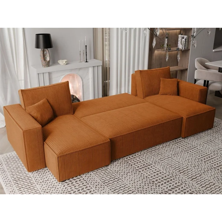 Wohnlandschaft Sofa mit Schlaffunktion ADARA in Stoff Poso Rostbraun – Bild 4