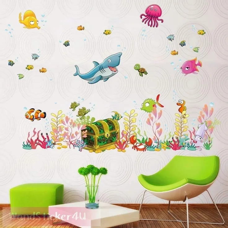 WandSticker4U 'Unterwasserwelt' Wandtattoo 122x68 cm