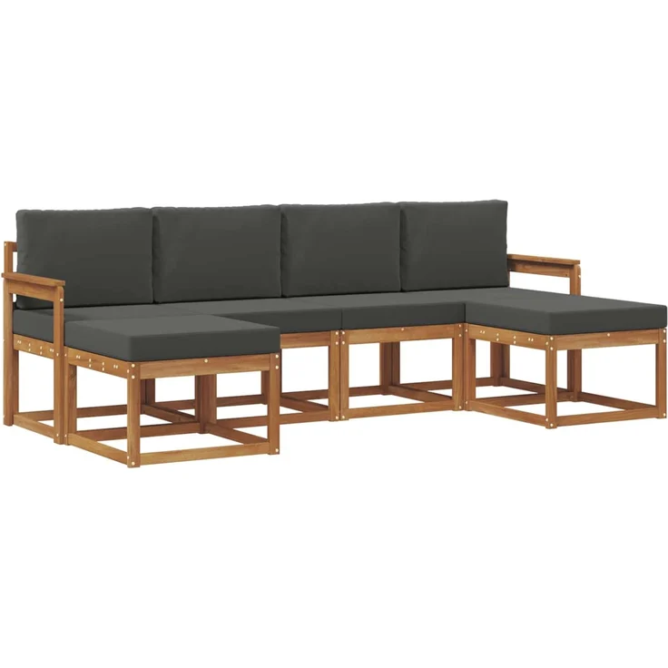 vidaXL Outdoor-Sofagarnitur 6 stk. 6-Sitzer Natur und Anthrazit 3366770 – Bild 2