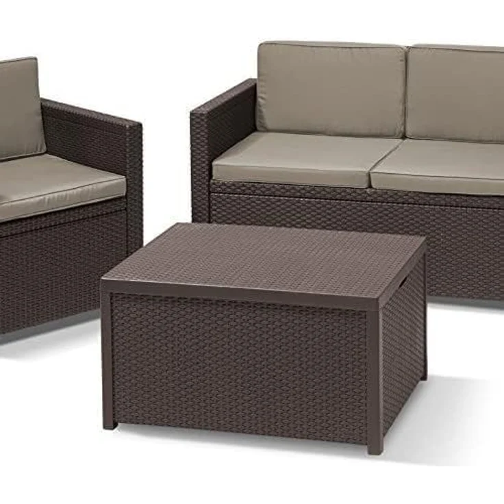 Allibert 220001 Lounge Tisch Arica, Kissenboxfunktion, Rattanoptik, Kunststoff, braun – Bild 4