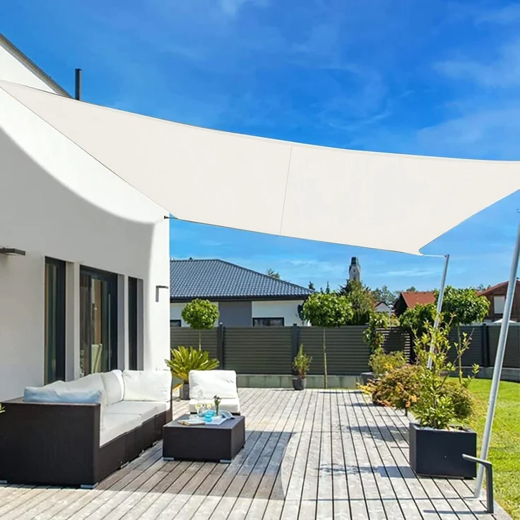 LOVE STORY Sonnensegel Wasserdicht 2. 5x5 m Rechteckig PES Polyester Sonnenschutz Windschutz Balkon Terrasse 95% UV-Schut,für Balkon Garten,Cremeweiß – Bild 1