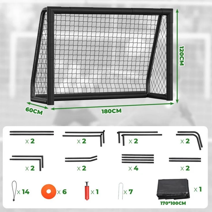 Clanmacy Fußballtor Kinder Fußballtor mit Torwand & Netz 300x200x120cm für Garten & Indoor (1 St) – Bild 2
