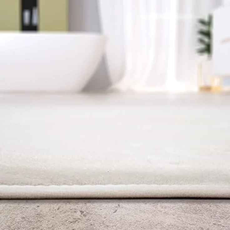 Paco Home Badezimmerteppich Duschvorleger mit Memory Foam 3D Effekt, waschbar, Größe 50x80 cm, Farbe Creme 3 – Bild 2