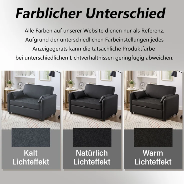 ZUBALIYA Sofa 156x100 cm, mit Ausziehbett, mit breiten Armlehnen, mit Schaumstoffpolsterung, ohne aufwendige Montage – Bild 4