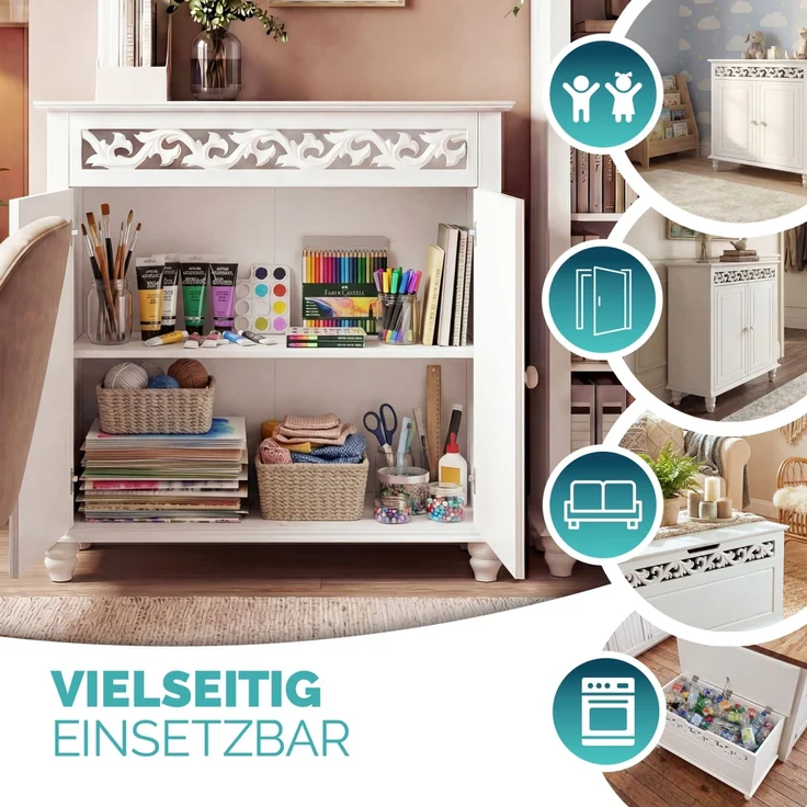 CASARIA Kommode und Sitzbank Jersey Kombi-Set, weiß – Bild 8