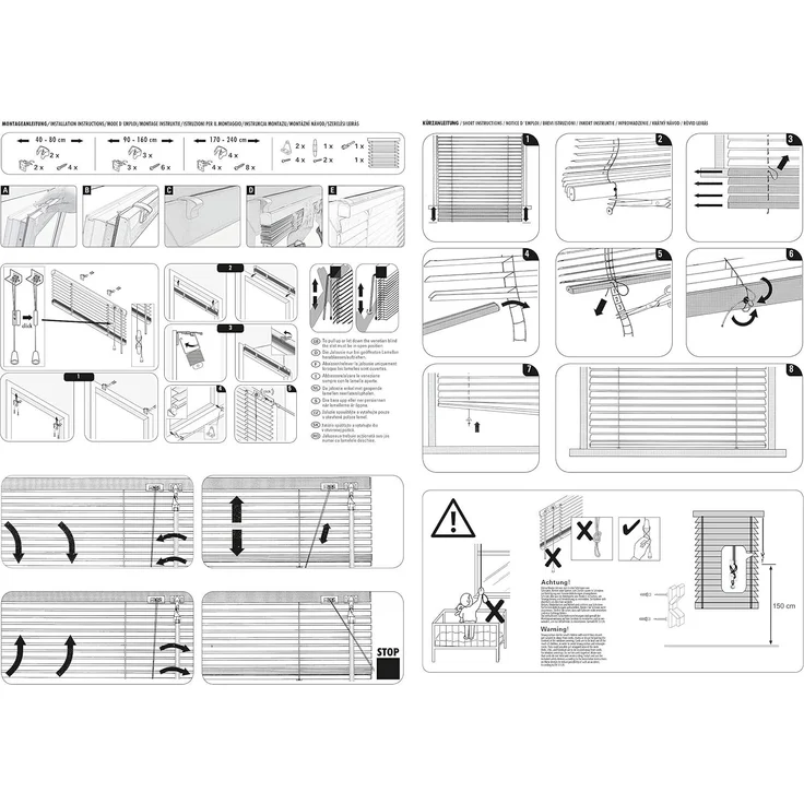 Deco Company Alu-Jalousie ohne Bohren, Zum Klemmen, Inkl. Klemmträgern, Sichtschutz, Lichtschutz, Blendschutz, Aluminium-Jalousie, Silber, 90 x 220 cm – Bild 14