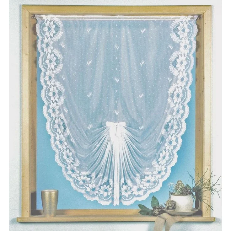 Weckbrodt Scheibengardine Flensburg (1 St), Kräuselband, halbtransparent, Jacquard, Jacquard, Schwalbenschwanz, floral, Bordüre, gebogt, Gardine, Store