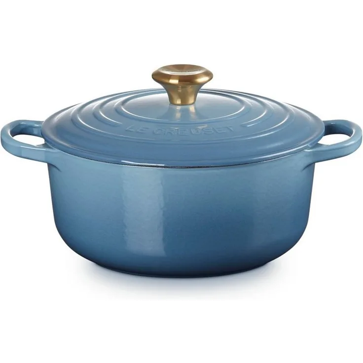 Le Creuset Signature Gusseisen-Bräter mit Deckel, Ø 20 cm, Rund, Für alle Herdarten und Induktion geeignet, Volumen: 2,4 l, 3,092 kg, Chambray, 21177204344441