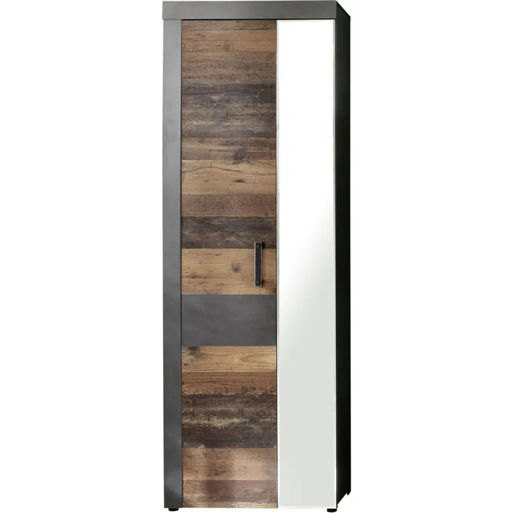 Garderobenschrank Indy in Used Wood und Matera grau 65 cm