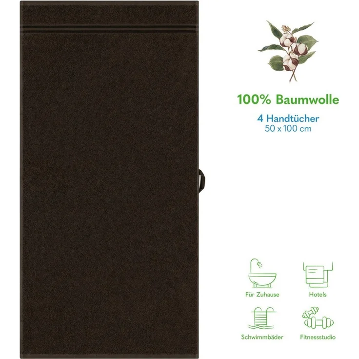 HAMMETEX Handtuch Set 4er Set Handtücher 50x100 cm, 100% Baumwolle, Weich & Saugstark, Frottier (Set, 4-St), mit Bordüre, einfarbig, weich – Bild 2