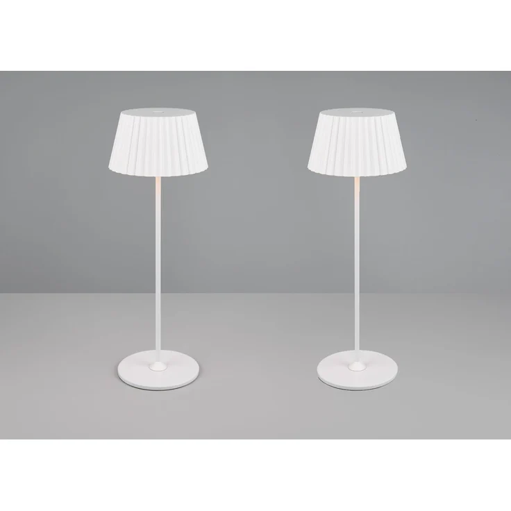 2er SET Akku LED Tischlampen kabellos für Innen & Außen, Weiß - Höhe 39cm – Bild 3