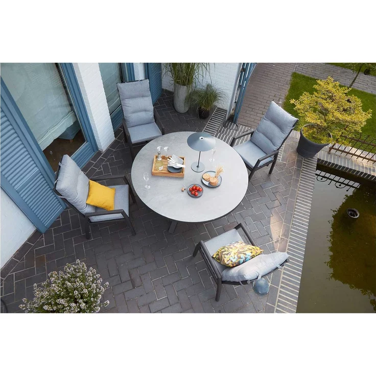 Gartentisch Nizza / Komido / Bondino, Glas, Grau, Schwarz, 150 x 74 x 150 cm – Bild 3