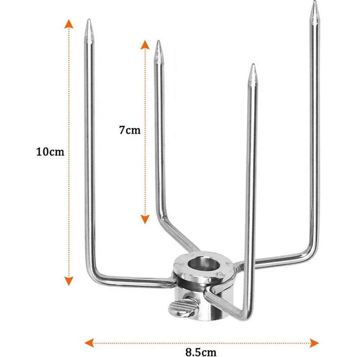 FIVMEN Fleischgabel Fleischnadeln Edelstahl Fleischklammer Grillspieß Grill für Drehspieß, Multifunktionale Klammern für Grillspieß 2 Stück per Set – Bild 1
