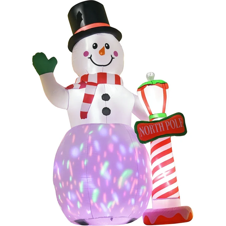 HOMCOM Aufblasbar Weihnachtsdeko, Polyester, Weiß, 164L x 103B x 240H cm – Bild 1
