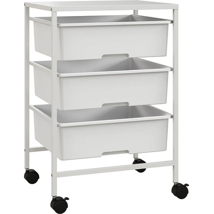 HOMCOM Servierwagen mit 3 Etagen, Griffe, (Rollwagen, 1 St, Aufbewahrungswagen), für Küche, Wohnzimmer, 40,8 x 33,5 x 60,5 cm, Weiß – Bild 1