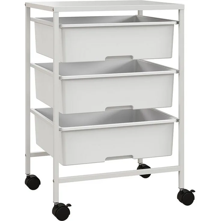 HOMCOM Servierwagen mit 3 Etagen, Griffe, (Rollwagen, 1 St, Aufbewahrungswagen), für Küche, Wohnzimmer, 40,8 x 33,5 x 60,5 cm, Weiß