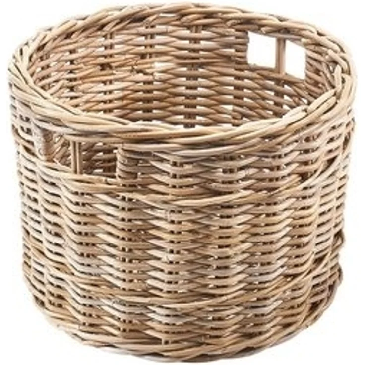 Kobolo Aufbewahrungskorb Rattankorb rund Kubu grau mit Lochgriff groß – Bild 6