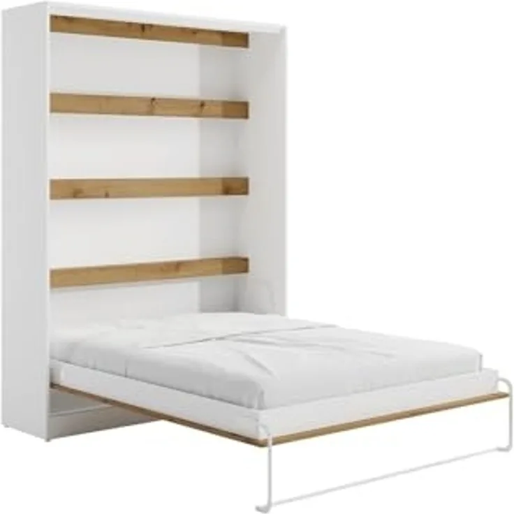Vente-unique - RAPILI Bett Holz, Platte BeigeWeiß - B 50 cm239,2 cm x H 225,2 cm x L 179 cm