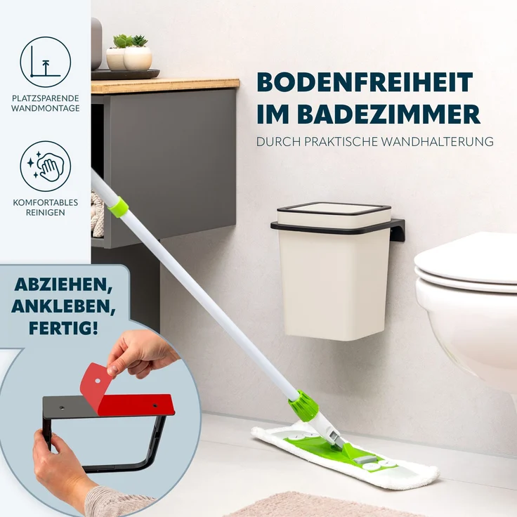 bremermann Kosmetikeimer SAVONA Softtouch inkl. Wandhalterung, 6 Liter Volumen, beige – Bild 3