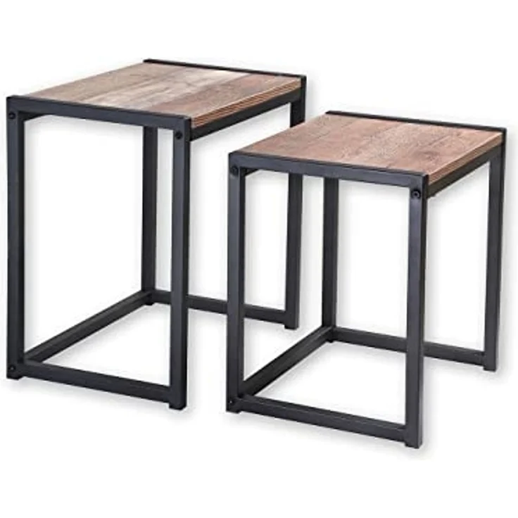Set de 2 Tables basses Gigognes décor Chêne et métal Noir - Riverside – Bild 7