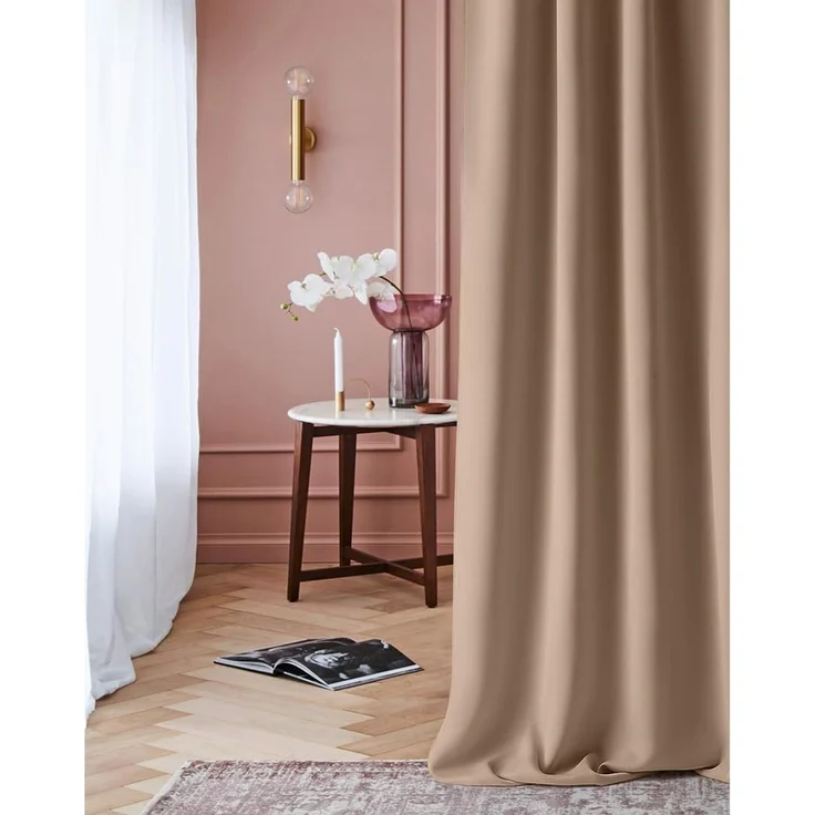 ROOM99 Vorhang mit Ösen Laurel 180x280 cm Breite x Höhe Verdunkelung Blickdicht Schiebegardinen Curtain Wohnzimmer Schlafzimmer Beige, 1 Stück