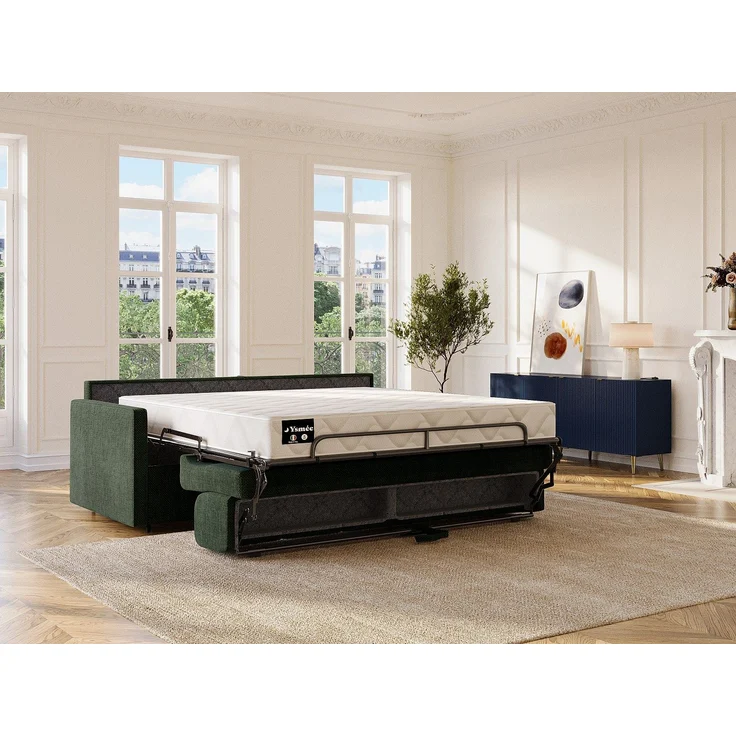 Vente-unique - CALIFE - Schlafsofa - Plastik - Kunststoff (PVC) - Tannengrün - 156 x 223 x 99 cm – Bild 3