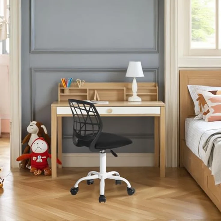 FurnitureR Bunter Schreibtischstuhl, moderner höhenverstellbarer Computerstuhl ohne Armlehnen, ergonomischer Drehstuhl für Kinderzimmer und Home Office – Bild 3
