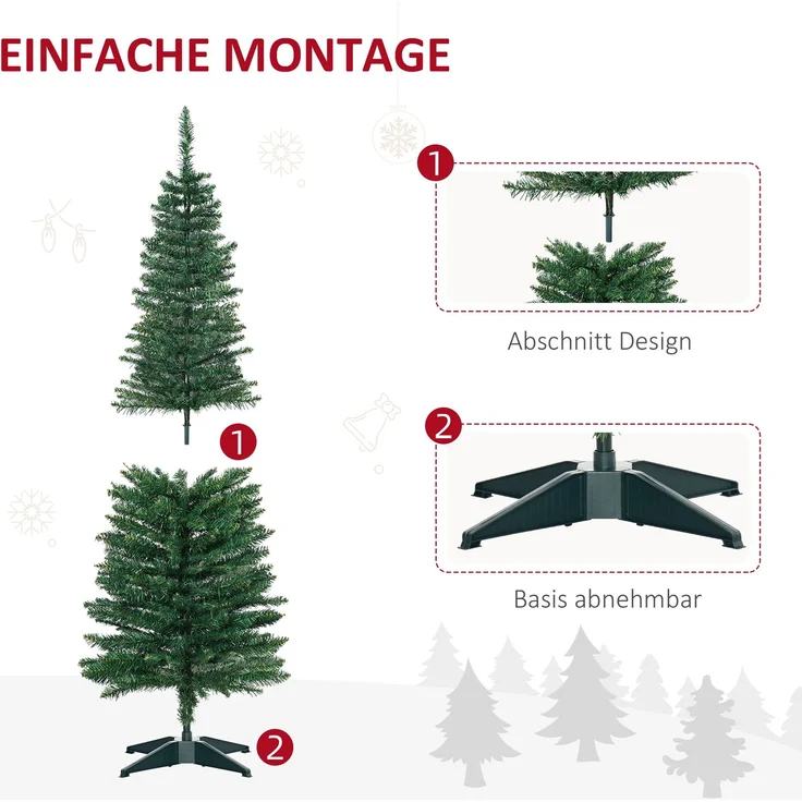 HOMCOM Weihnachtsbaum, Kunststoff, Metall, Grün, Ø46 x 150H cm – Bild 7