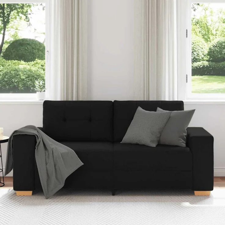 vidaXL Zweisitzer-Sofa Schwarz 180x77x82 cm Stoff 4105080 – Bild 3
