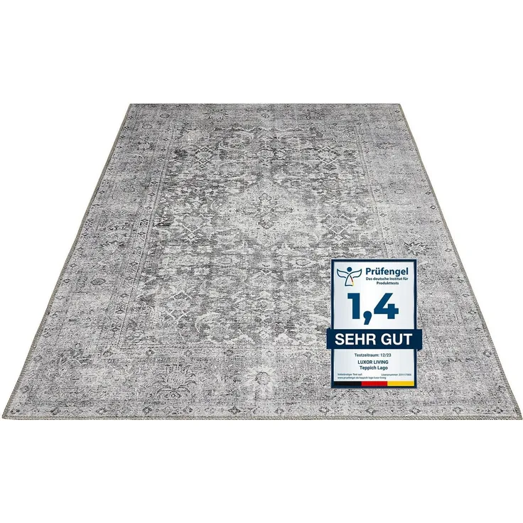 LUXOR living Teppich Lago, rechteckig, Höhe: 6 mm, faltbarer Teppich, modernes Design, waschbar, In- und Outdoor geeignet, Grau-anthrazit, 200x290 cm