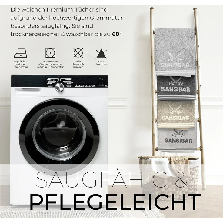 Sansibar Sylt Duschtuch Badetuch Saunatuch Frottier-Serie "Doubleface“, 80x150 cm, (1-St), mit hochwertig gewebtem Sansibar Logo – Bild 5