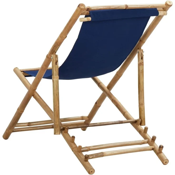 vidaXL Liegestuhl Bambus und Canvas Marineblau 313019 – Bild 2